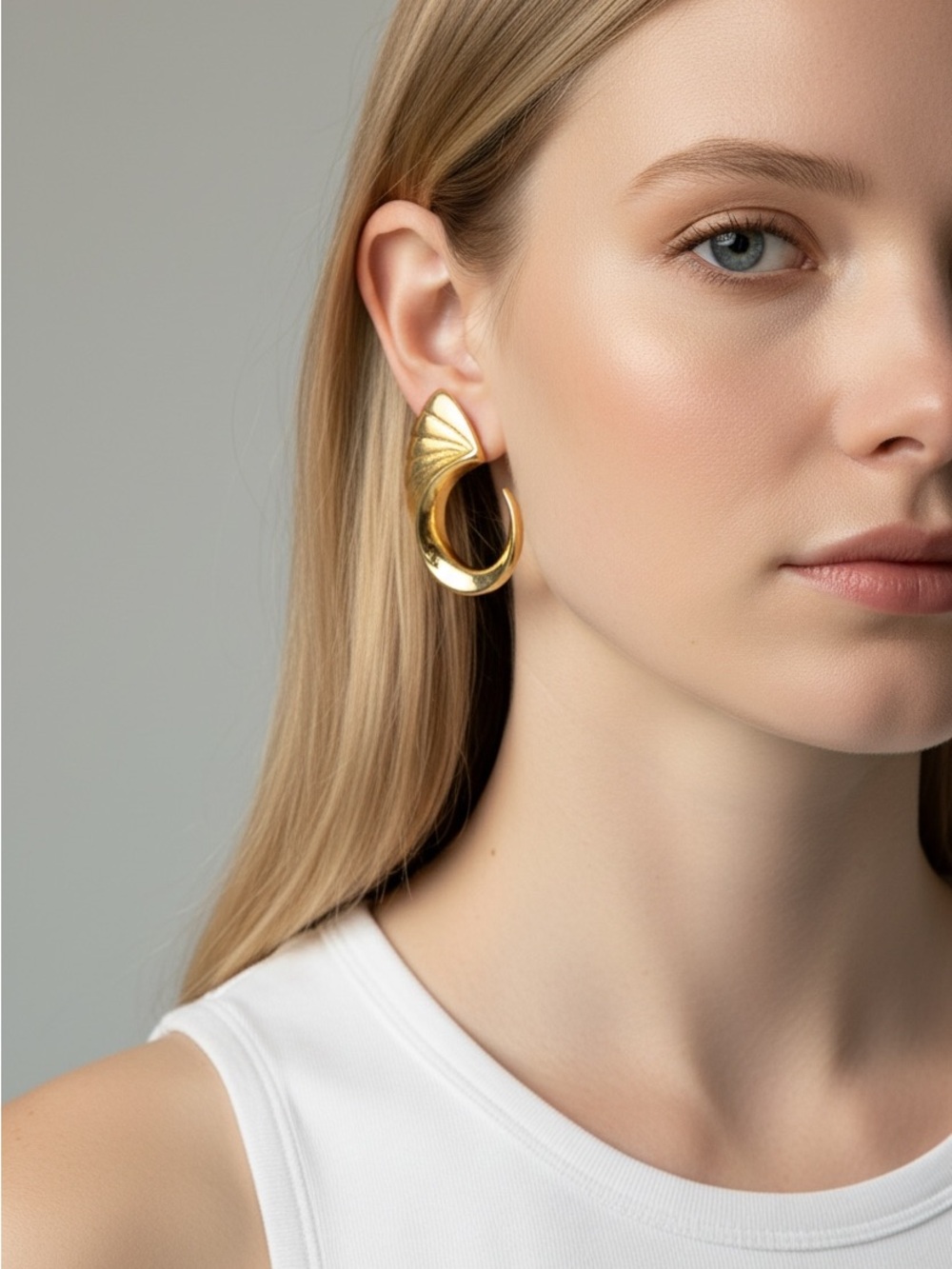 10/11 Gold Sculpted Hoop Earrings - Women Jewelry